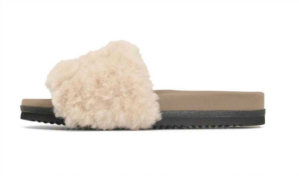 NEW ROAM women's cloud slider sandal in natural shearling